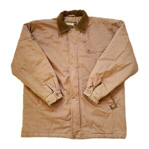 Vintage 90s No Fear Corduroy Collar Size Large Mens Brown Full Zip Chore Jacket